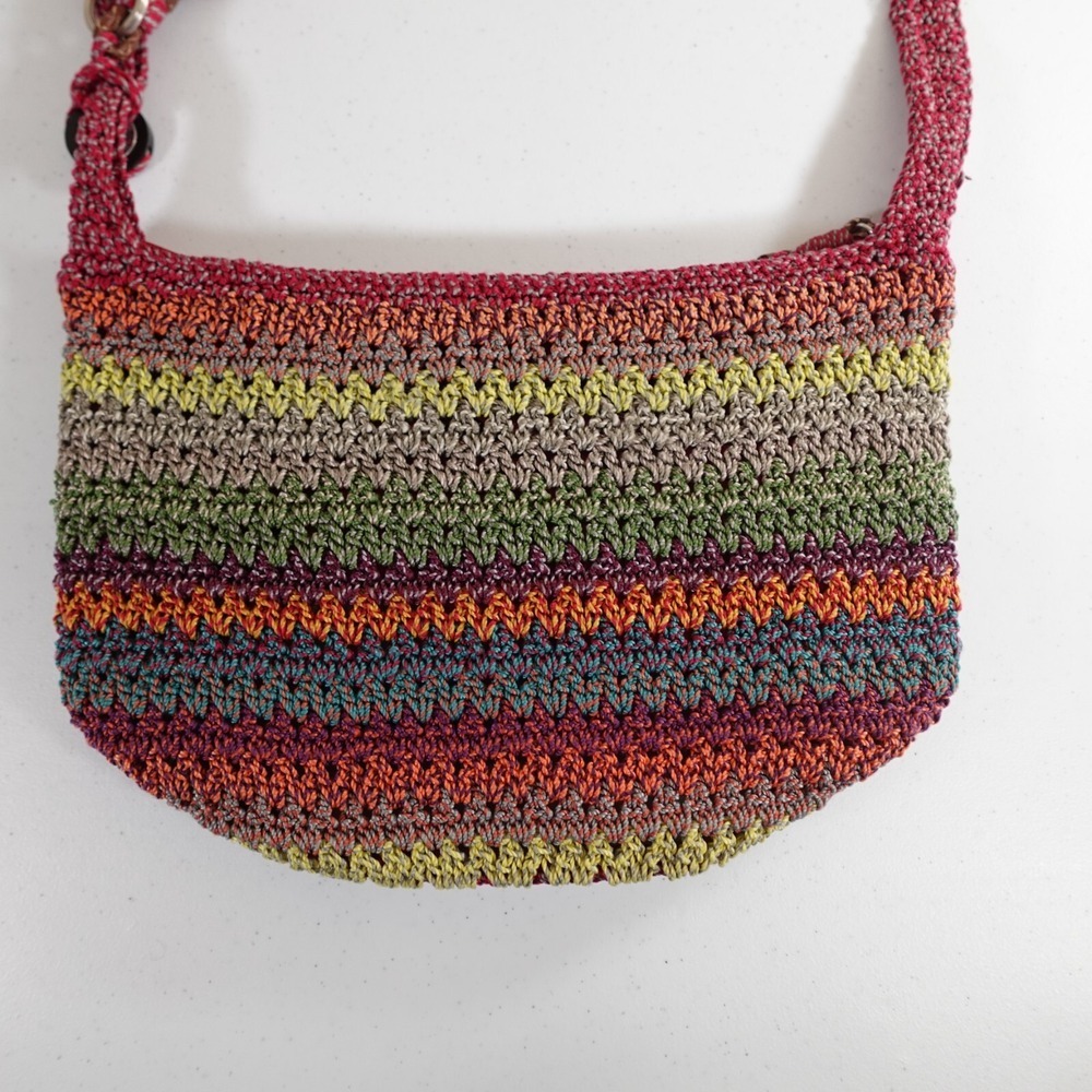 The Sak Crochet Hobo Boho Shoulder Bag Gypsy Stripe Cambria Purse Charm Tote - Picture 6 of 10